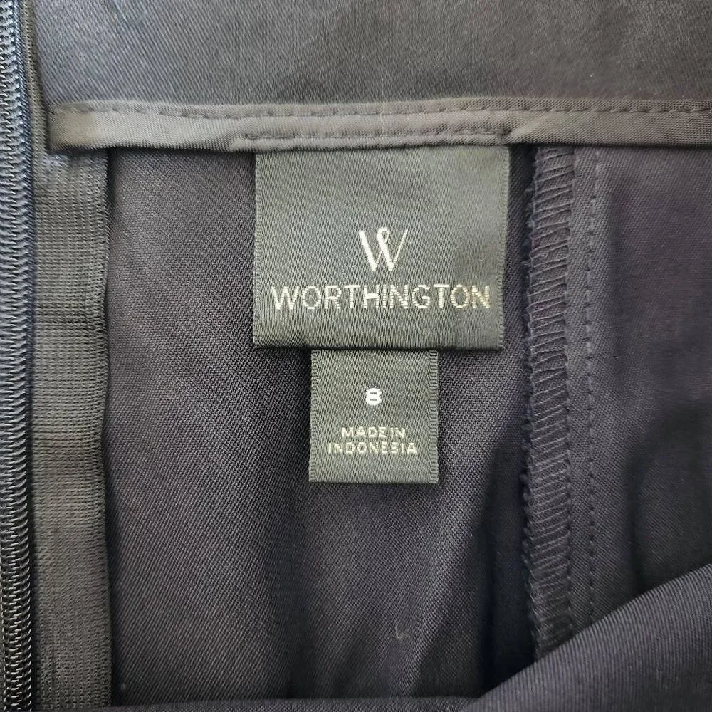 Worthington women's size 8 black pencil skirt textured Moto slim fit tight offic